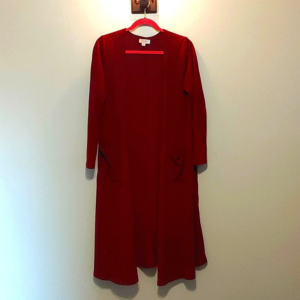 Wine colored ribbed duster